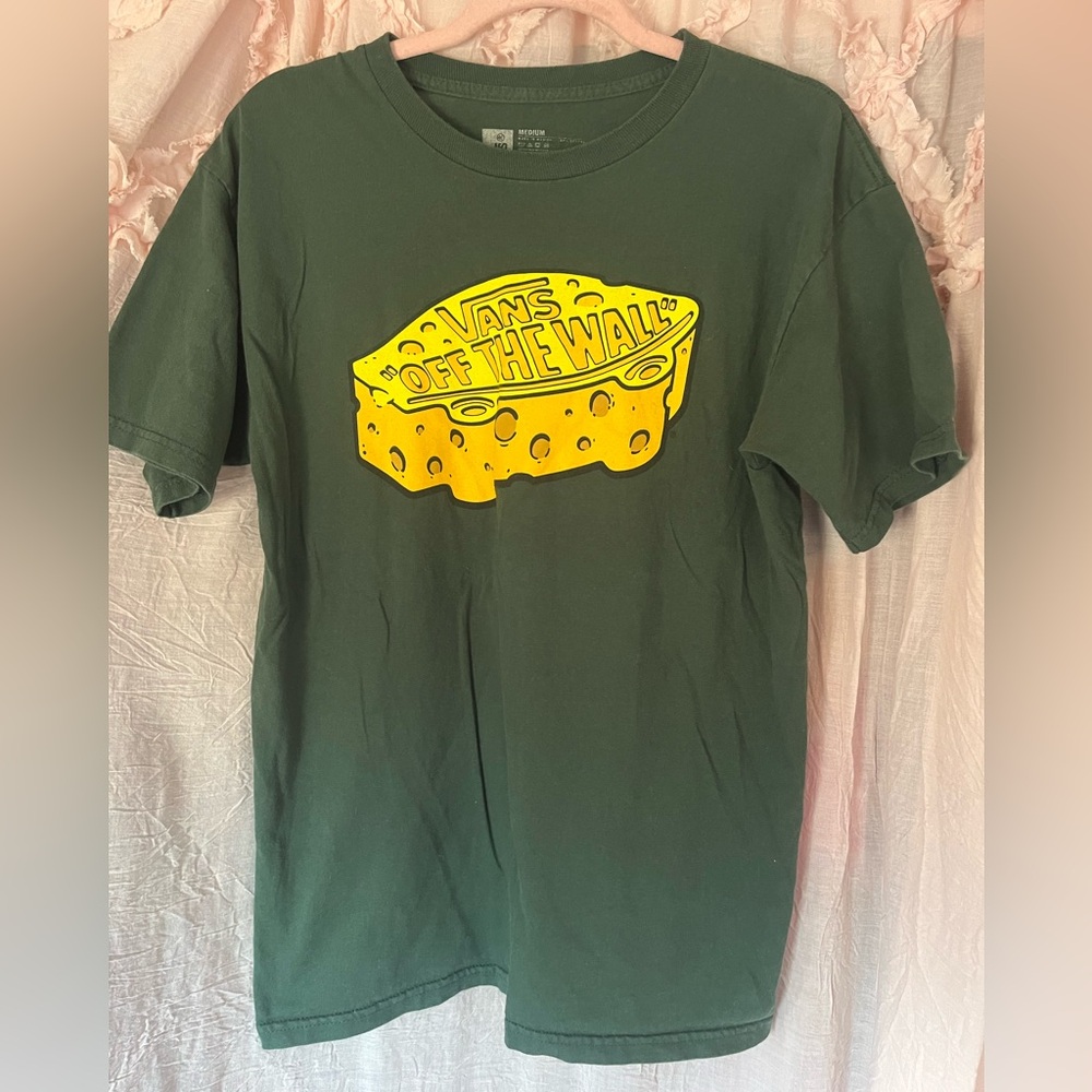Vans Green Short Sleeve Tee with Yellow Cheese Graphic